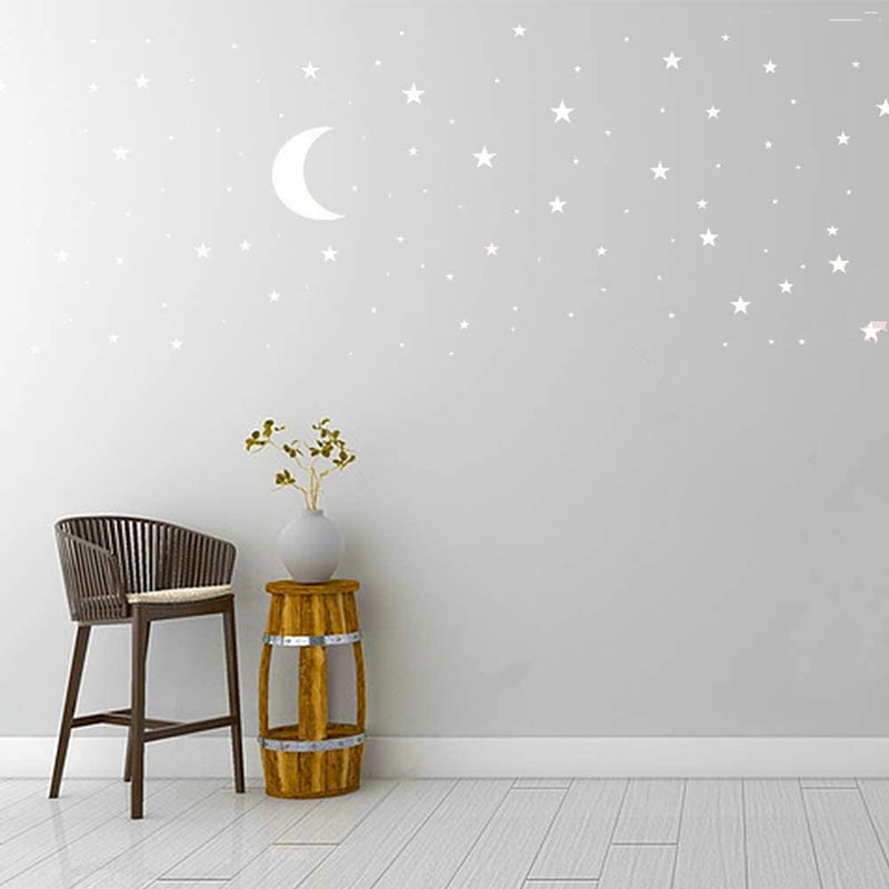 thovorrnl Moon and Stars Wall Decal Vinyl Sticker, Removable Children Kids Art DIY Sticker Mural for Boy Girls Baby Room Decoration Good Night Nursery Wall Decor Home House Bedroom Design (White) - Image 1